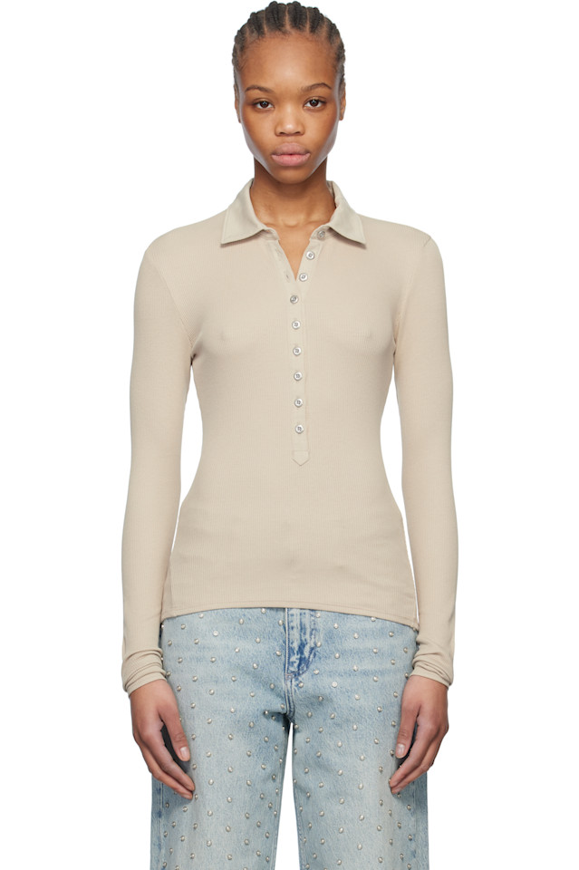 

Поло с пуговицами Essential Rib Rag & Bone, цвет fossil