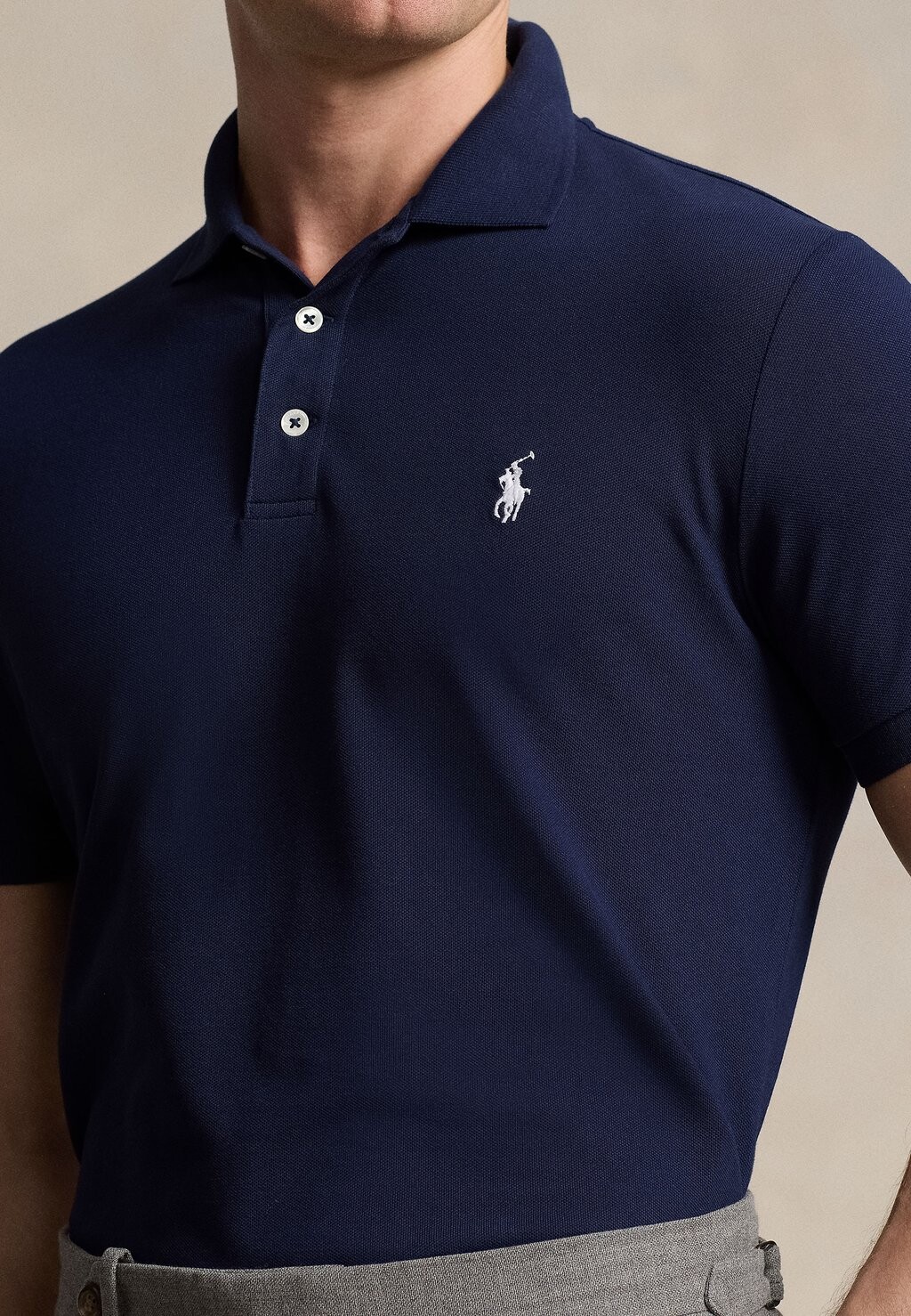 

Рубашка поло CUSTOM FIT STRETCH MESH POLO SHIRT Ralph Lauren, темно-синий