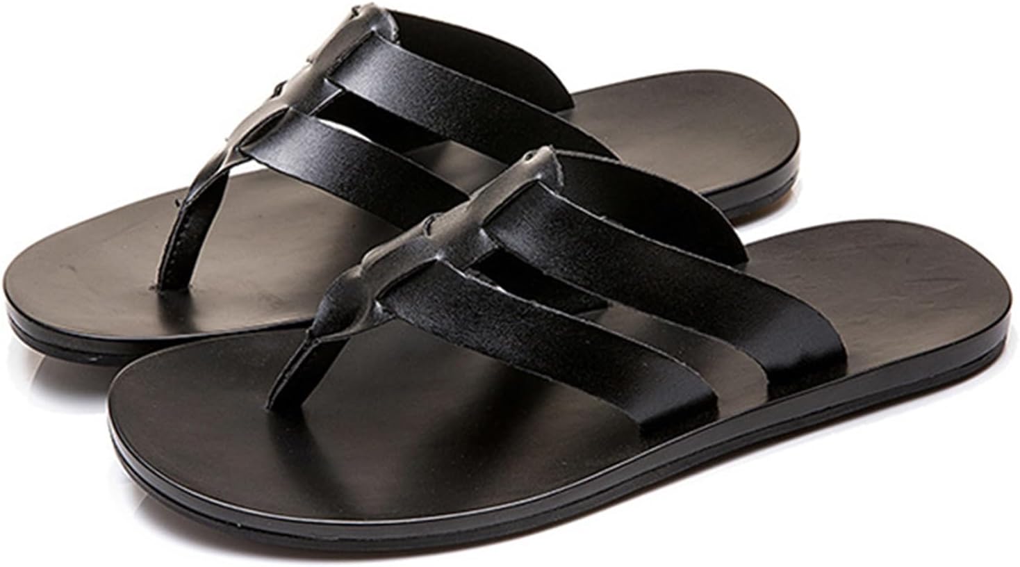 

Мужские летние сандалии ETORYOOX из кожи, ручной работы, шлепанцы, с плетеной подошвой, нескользящие романские слайд-сандалии, повседневная обувь для активного отдыха на пляже, черный