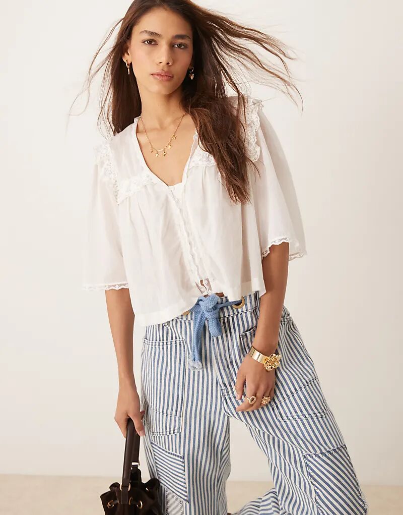 

Укороченная блузка в стиле бохо luna белого цвета Free People