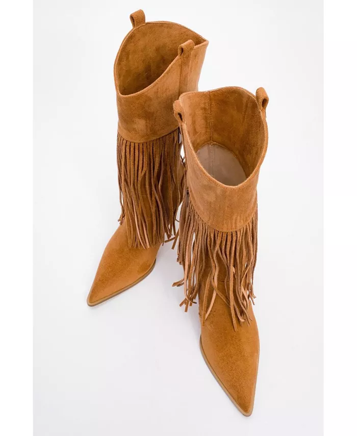 Ботинки с острым носком и бахромой Gueras (женские) Prologue Shoes, коричневый — фото 2