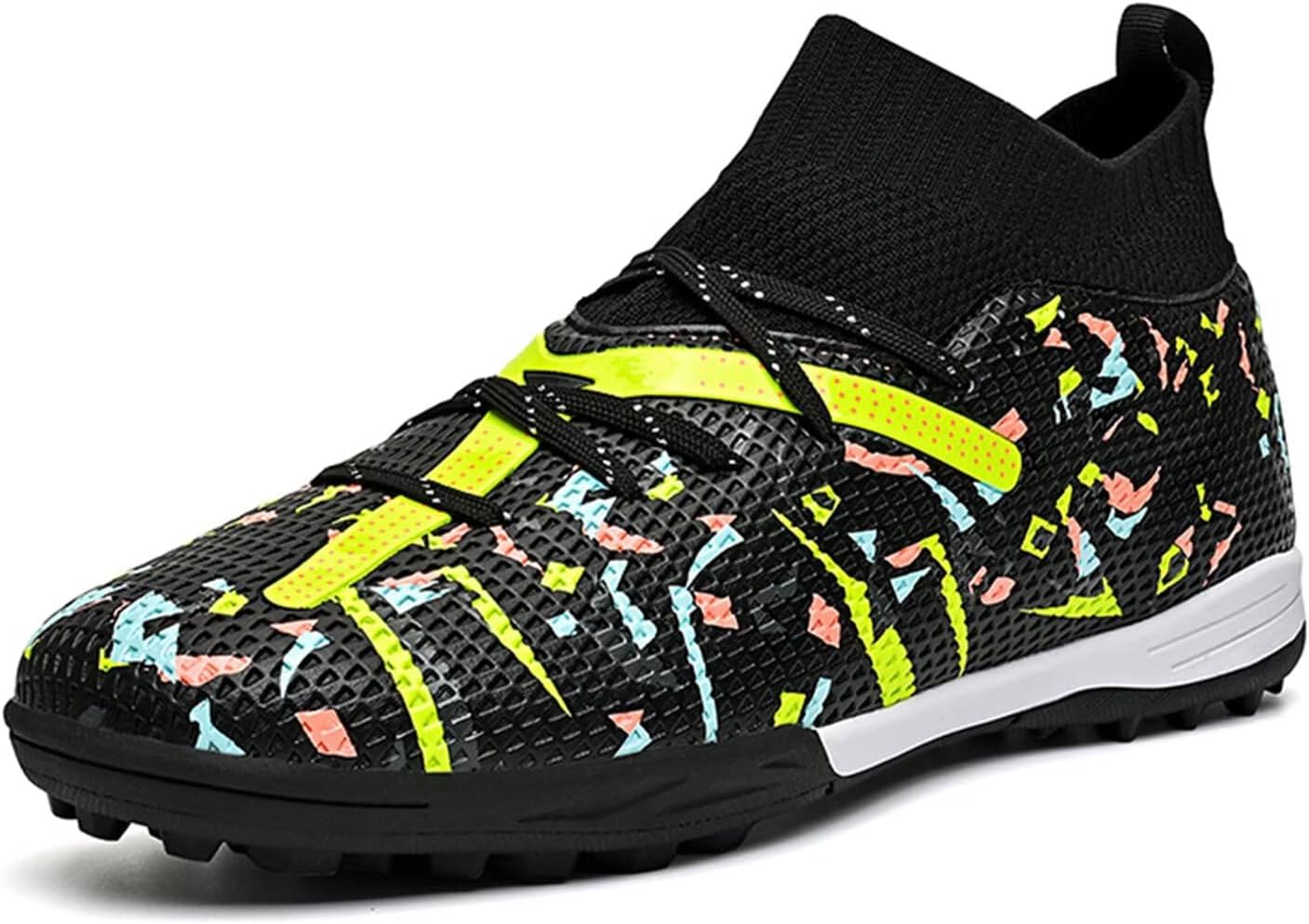 

Мужские футбольные бутсы для искусственного газона, женские и детские высокие футбольные бутсы для игры в помещении, спортивные бутсы до щиколотки с шипами для игры в помещении AG Purfitall, черный