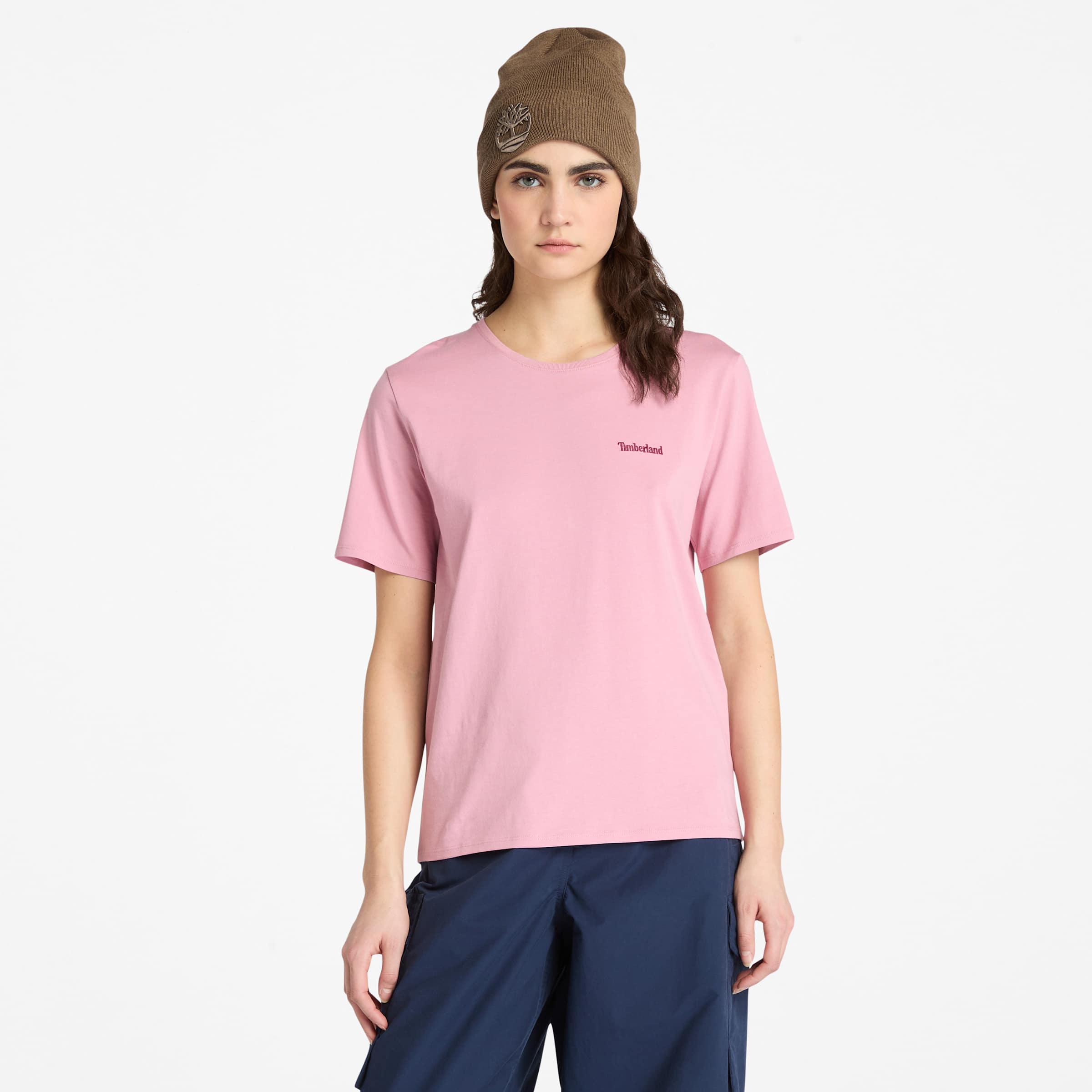 

Женская футболка с коротким рукавом и вышитым логотипом Timberland, розовый
