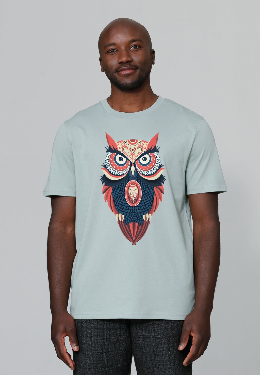 

Футболка с принтом COLORFUL OWL watapparel, бирюзовый