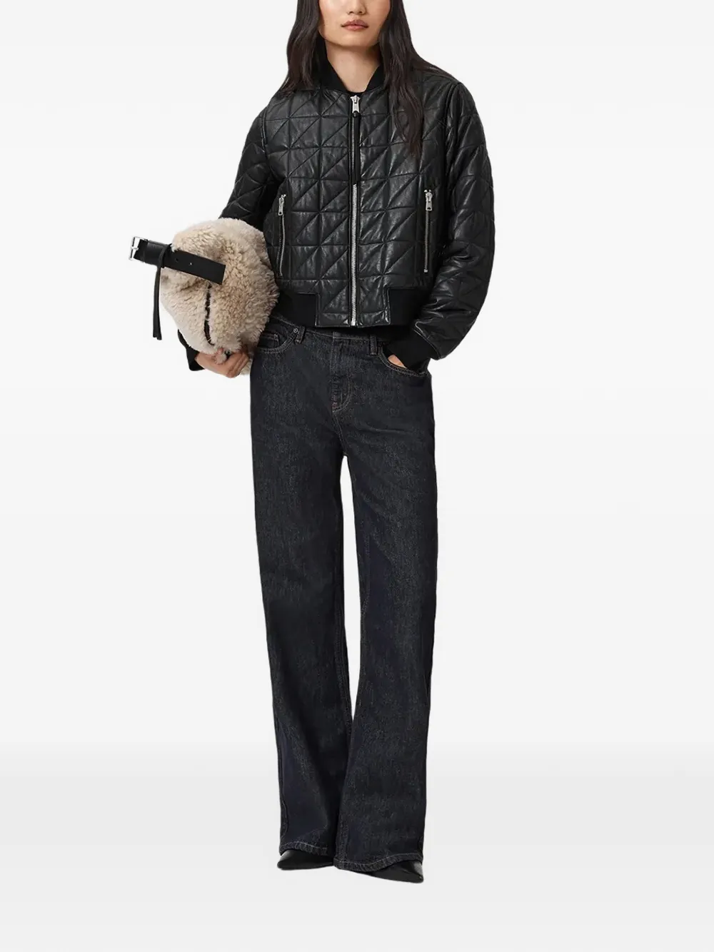 Стеганая куртка Carly на молнии Allsaints, черный — фото 2
