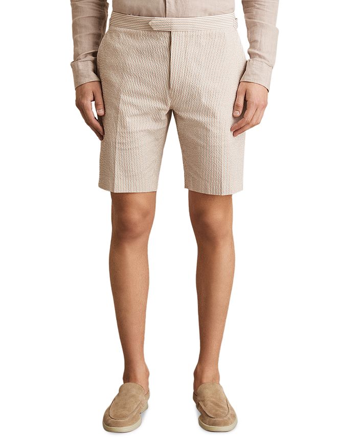 

Шорты из ткани в рубчик 9.1" REISS, коричневый/бежевый