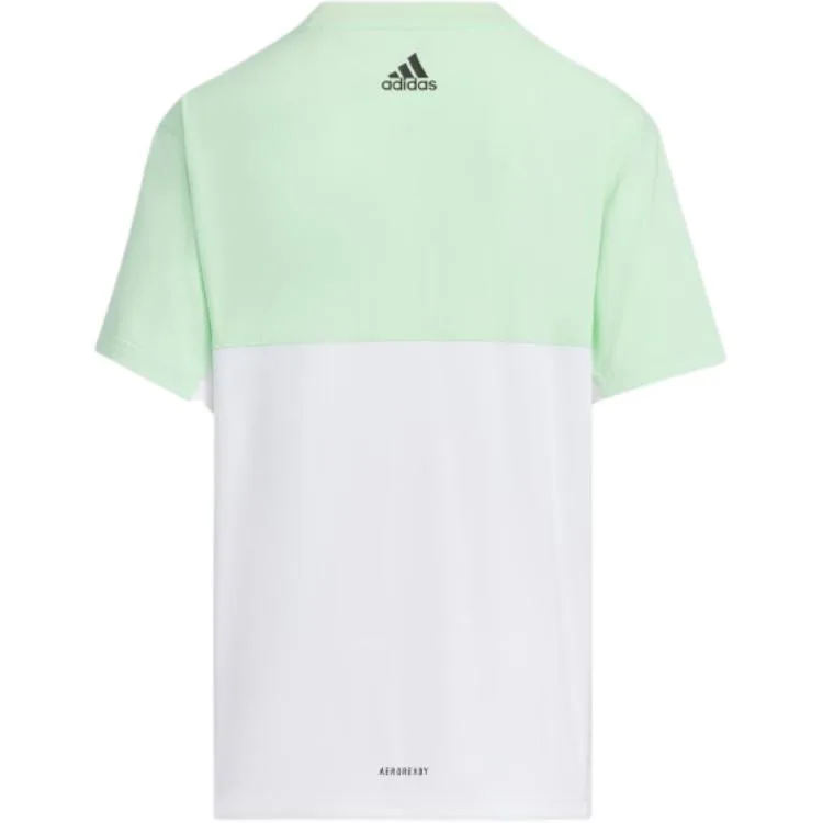Adidas Футболка белая/ярко-желтая детская — фото 4