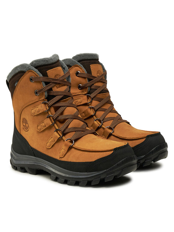 Мужские ботинки Timberland высокие кожаные, коричнево-черный — фото 2