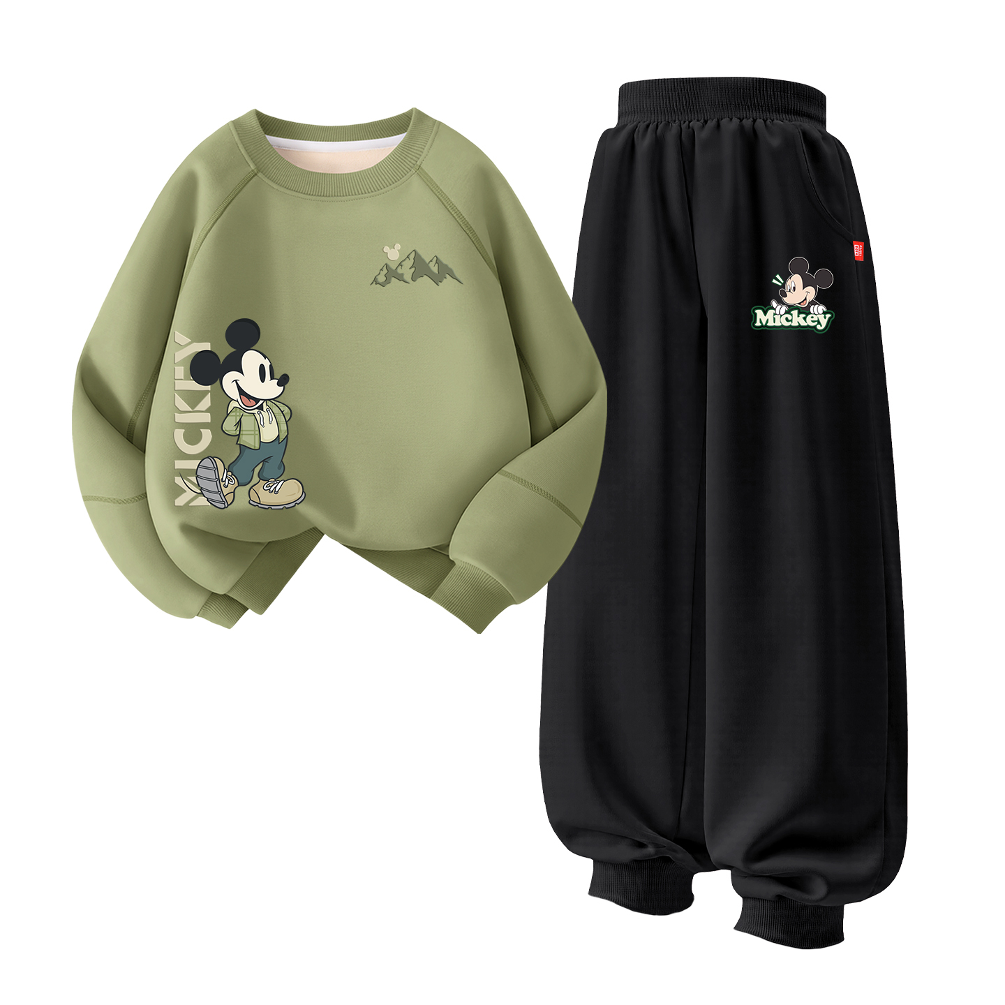 Детская повседневная спортивная одежда Disney, [Thickened and Fleece-Lined]Di Chong Top of The Mountain K Mugwort Green+Di Smile Face K Gray — фото 2