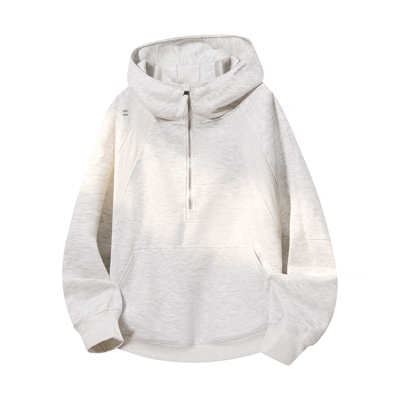 

Толстовка Unisex Hooded Moderate Heavyweight HUANQIU, белый heather серый (fleece-lined)