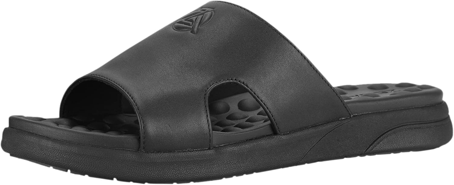 

Кожаные сандалии-сланцы ZEBA для мужчин - оставайтесь в безопасности и комфорте с противоскользящими массажными мужскими сланцами, черный