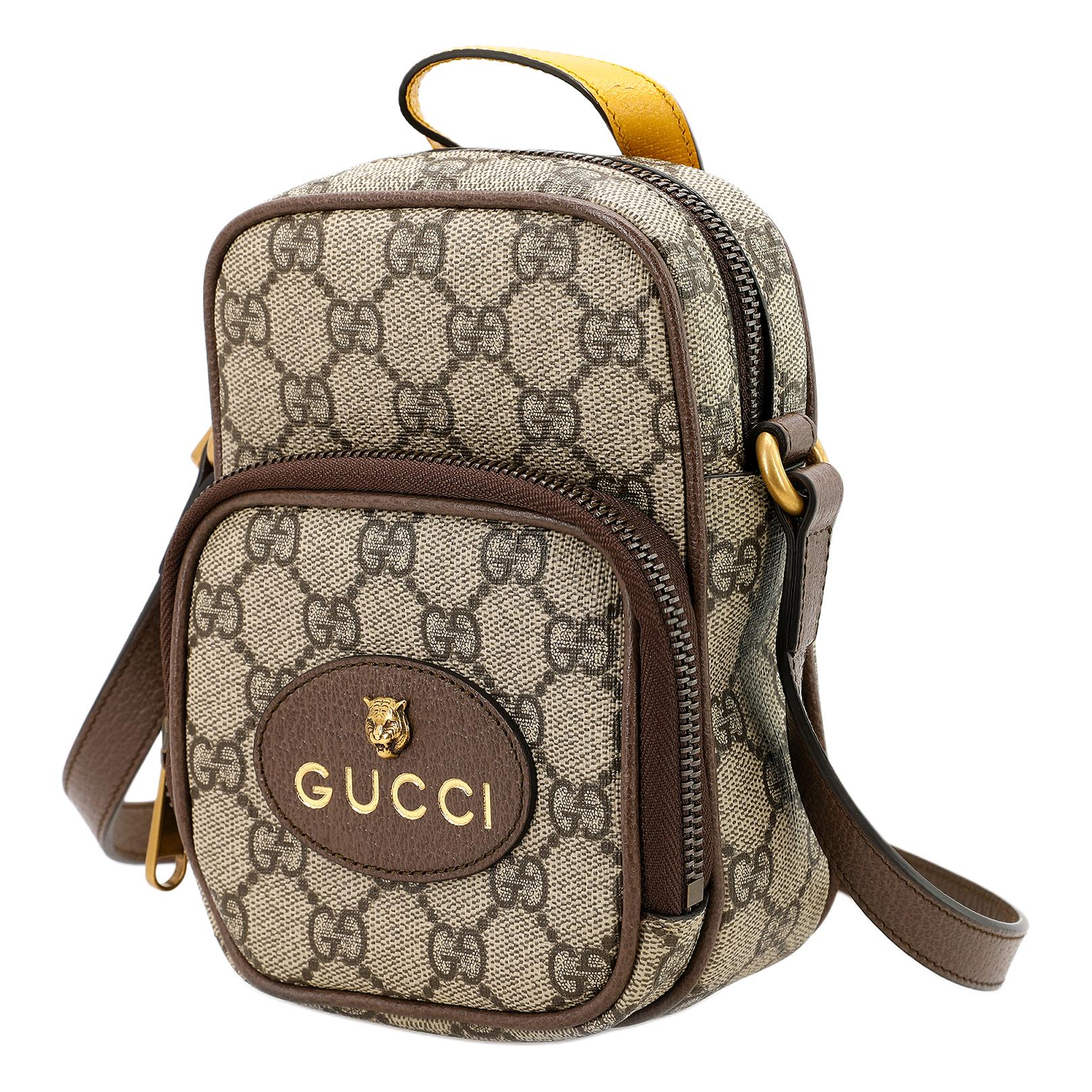 GUCCI Унисекс мини-сумка через плечо из телячьей кожи с нео-винтажным принтом — фото 3