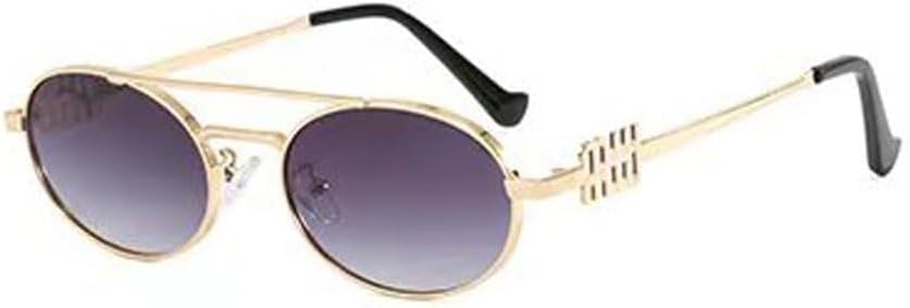 

Мужские солнцезащитные очки в стиле ретро панк, разноцветная круглая металлическая оправа, женские модные солнцезащитные очки с защитой от УФ-излучения UV400 KTUCN, Golden and Half Grey