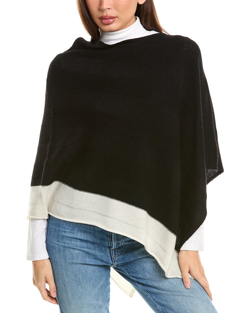 

Пончо из кашемира Forte Cashmere Border Stripe, черный