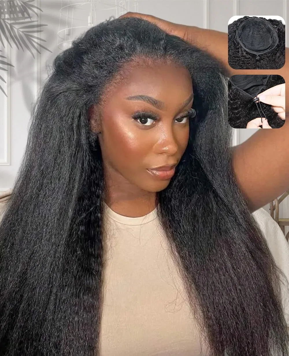 Парик из натуральных волос «Kinky Straight Half Wig», 180% плотности, 35.5 см Yavida