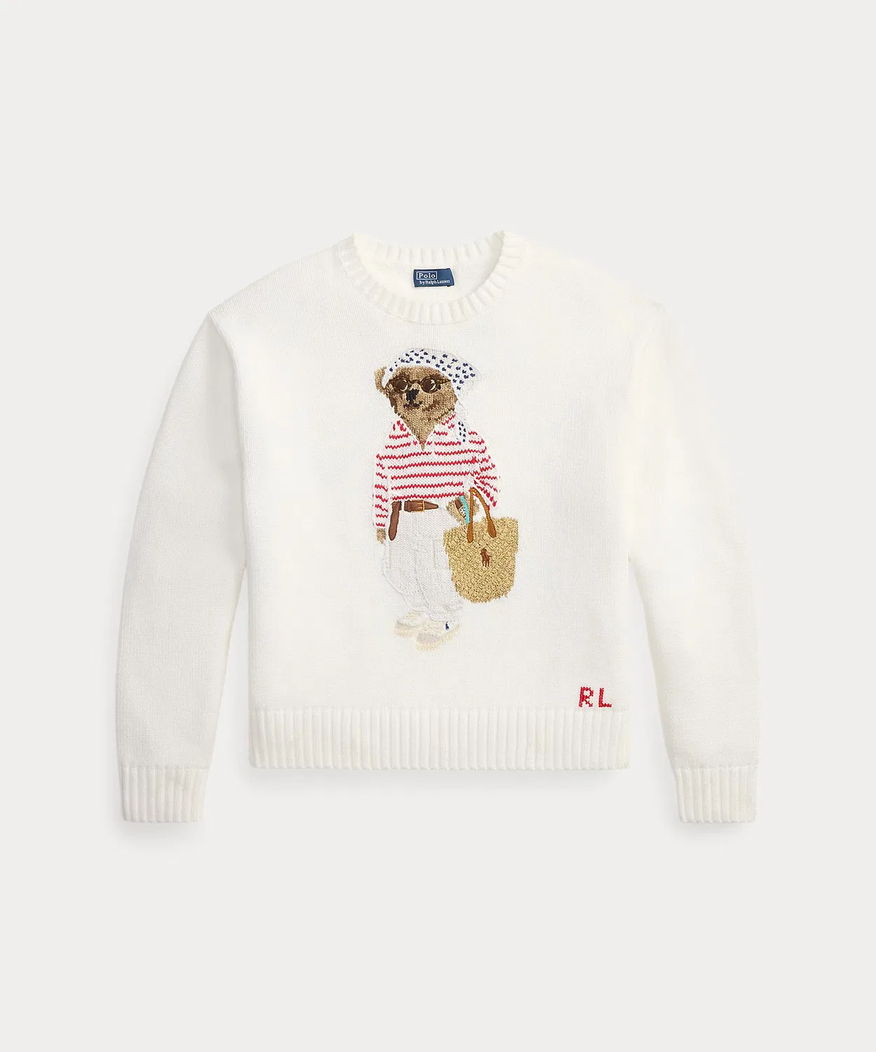 Свитер с медведем Polo Ralph Lauren, круглый вырез, белый — фото 2