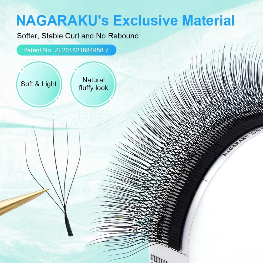 Накладные ресницы 5D W-образные 2.0 от NAGARAKU Nagaraku, 0.07 D Black-5D W 2.0 Version — фото 4