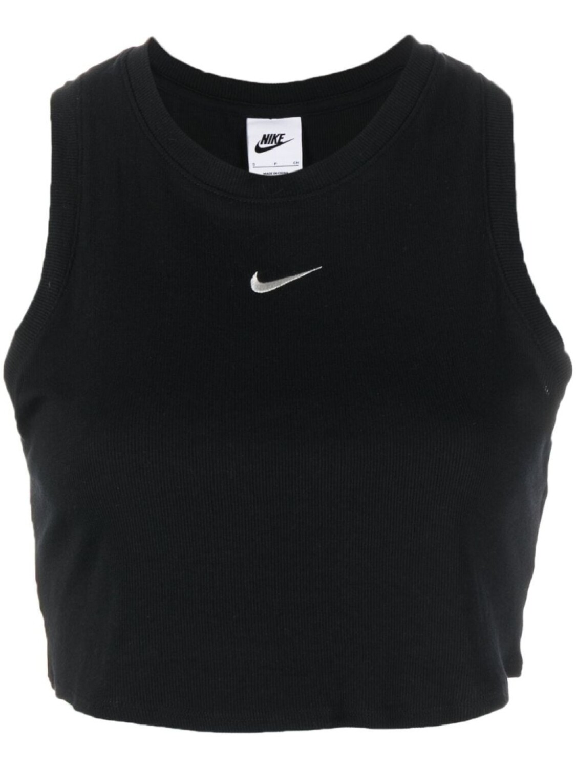 

Укороченный топ в рубчик с вышитым логотипом Nike, черный