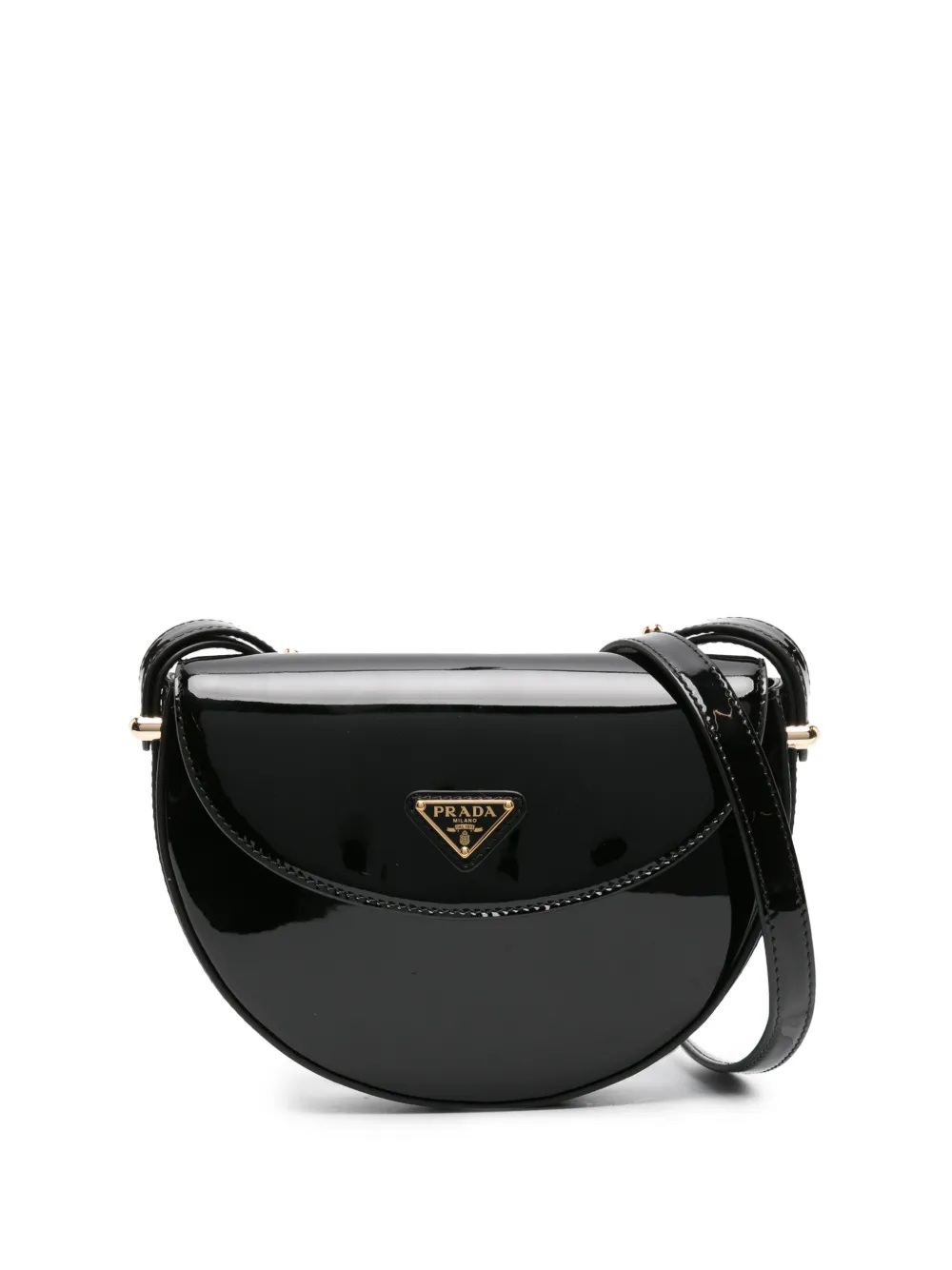 

Лакированная сумка на плечо с логотипом Prada, черный