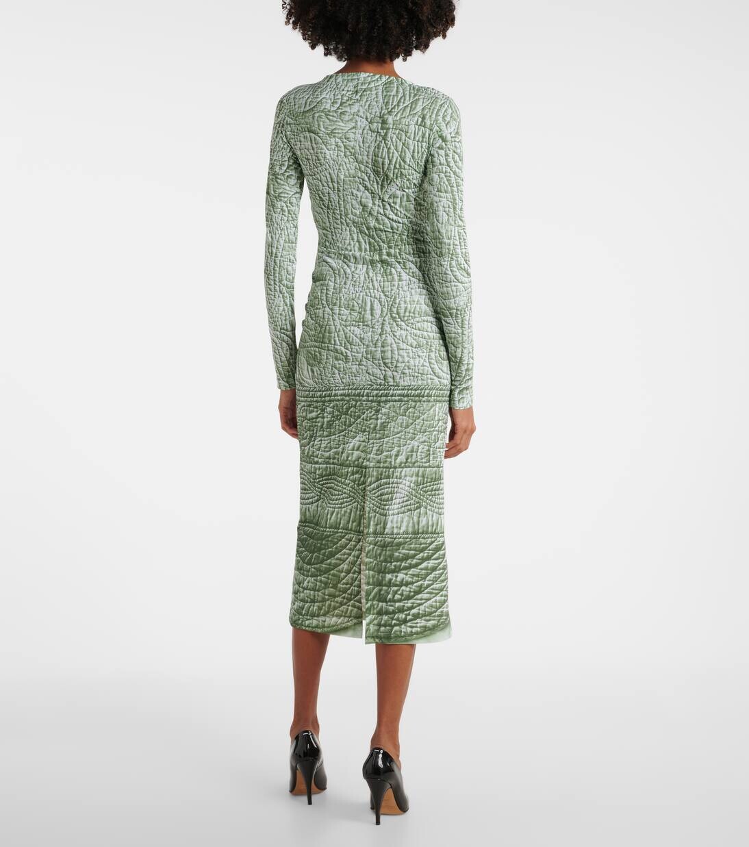 Платье миди из джерси с принтом Mm6 Maison Margiela, цвет iguana — фото 3