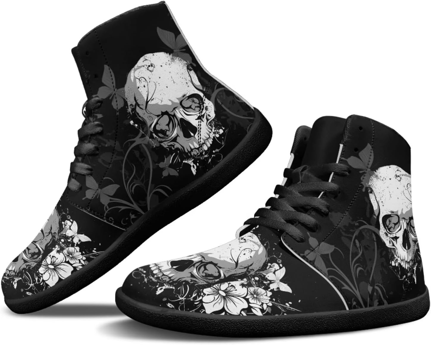 

Мужские минималистичные кроссовки Binienty для ходьбы, Skull Butterfly Floral