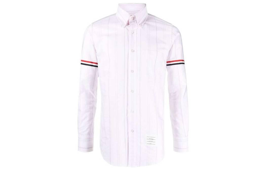 

Футболка с вертикальной полосатой кнопкой THOM BROWNE, белая
