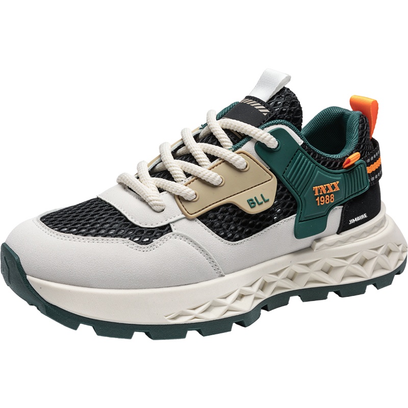 

King Jinmai Низкие повседневные мужские туфли черно-зеленые, цвет Black Green