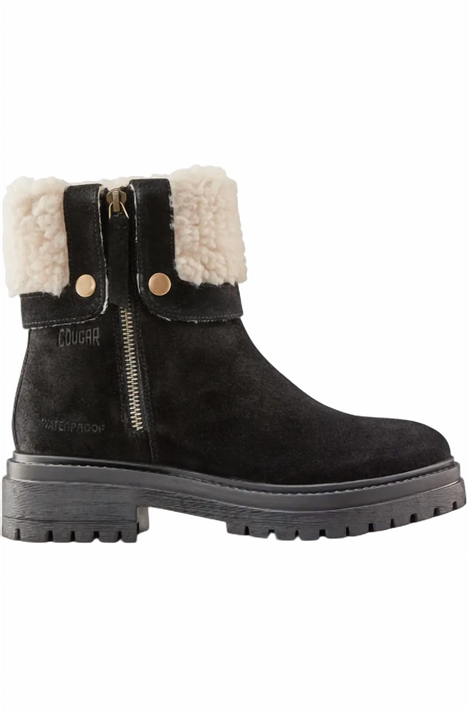 Женские водонепроницаемые ботинки Vigo Faux Shearling Cuff черного цвета COUGAR