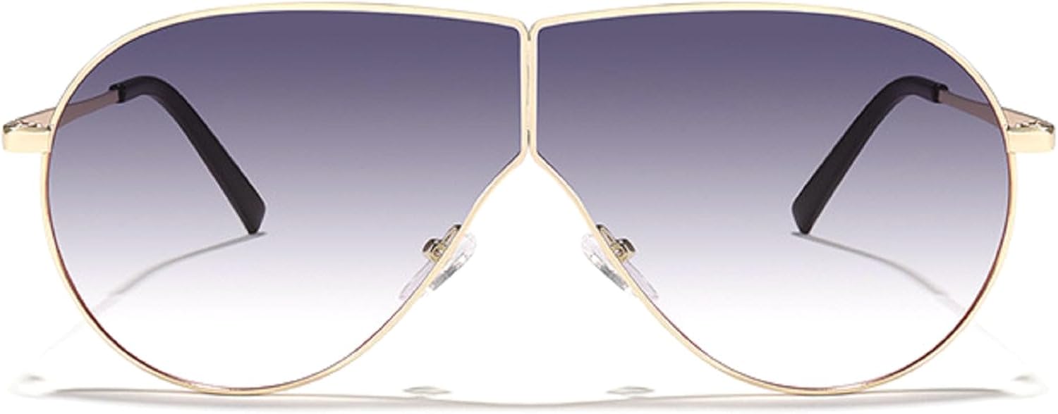 

Модные солнцезащитные очки-пилот большого размера для женщин и мужчин, ретро-очки в металлической оправе, цельные солнцезащитные очки в винтажном стиле mincl, Gradient Gray