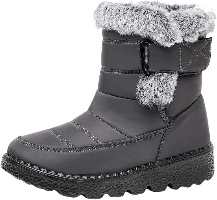 

Женские и мужские зимние ботинки с толстой подошвой, легкие, противоскользящие, на щиколотку, водонепроницаемые, с мягким утеплителем и меховой подкладкой, кроссовки на липучке Hhhchpm, серый