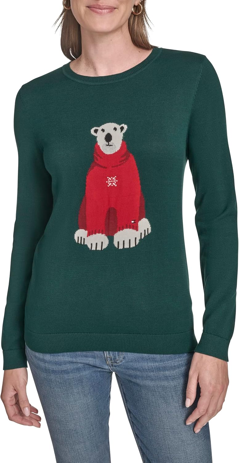 

Женский повседневный свитер Tommy Hilfiger с круглым вырезом, Forest Multi