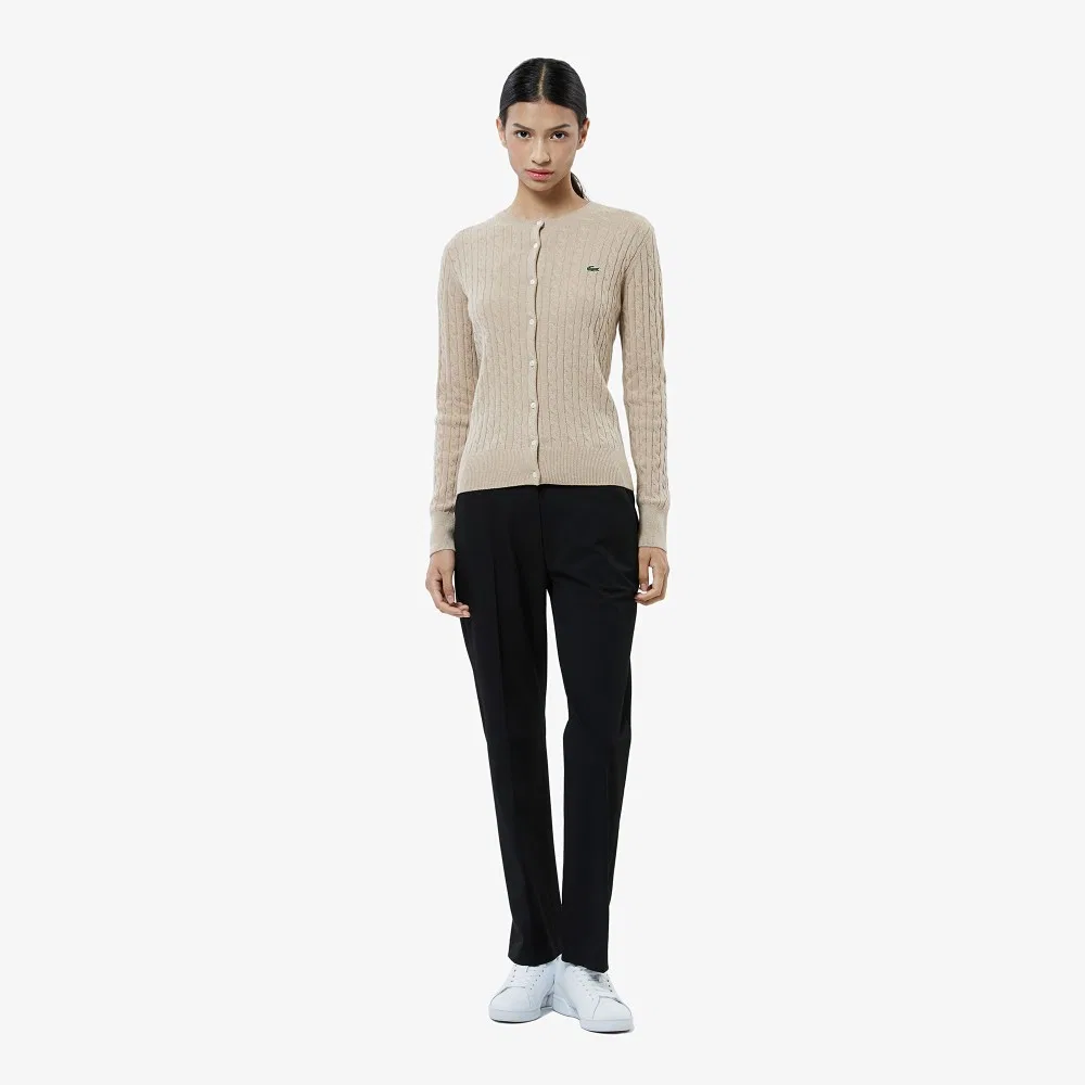 Кардиган Lacoste Бежевый с кабельным узором — фото 4
