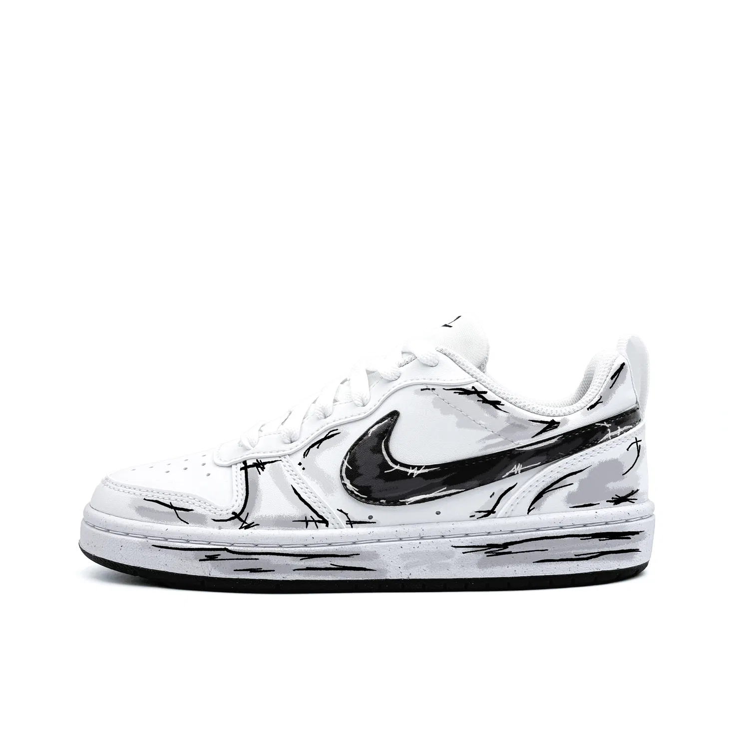Кроссовки детские Nike Court Borough Comic Black Thread Белые
