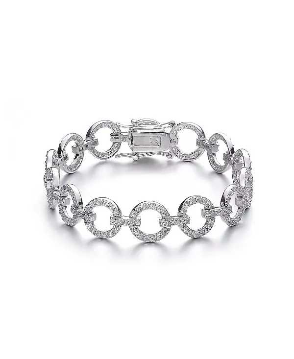 

Браслет из стерлингового серебра с круглыми звеньями и кубическим цирконием Genevive, silver