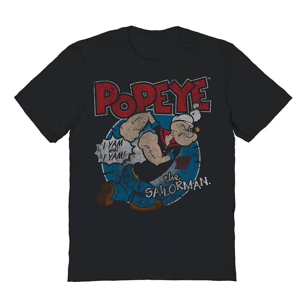 

Мужская футболка с рисунком Popeye Sailorman Licensed Character, черный