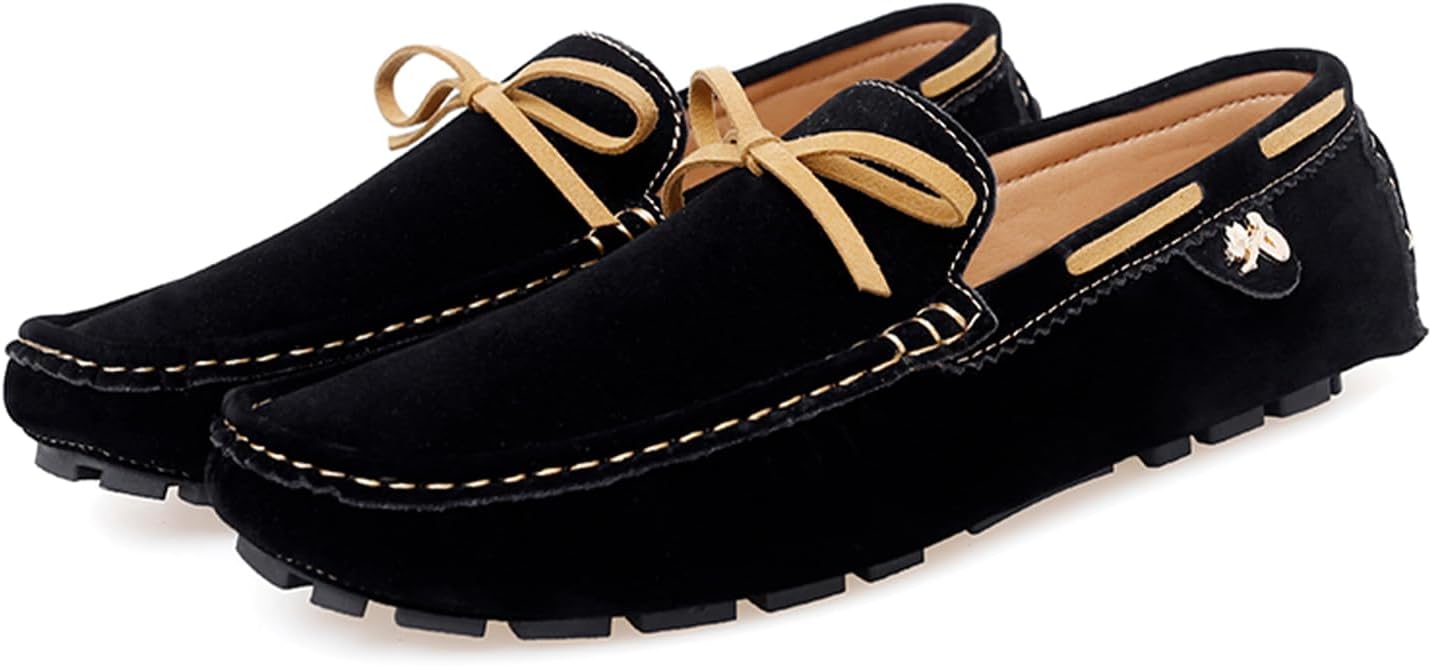 

Мужские лоферы Dacnakby, мокасины на плоской подошве с бантом, замшевые лоферы с боковой пряжкой, классические модели без шнурков, повседневная и деловая обувь, черный