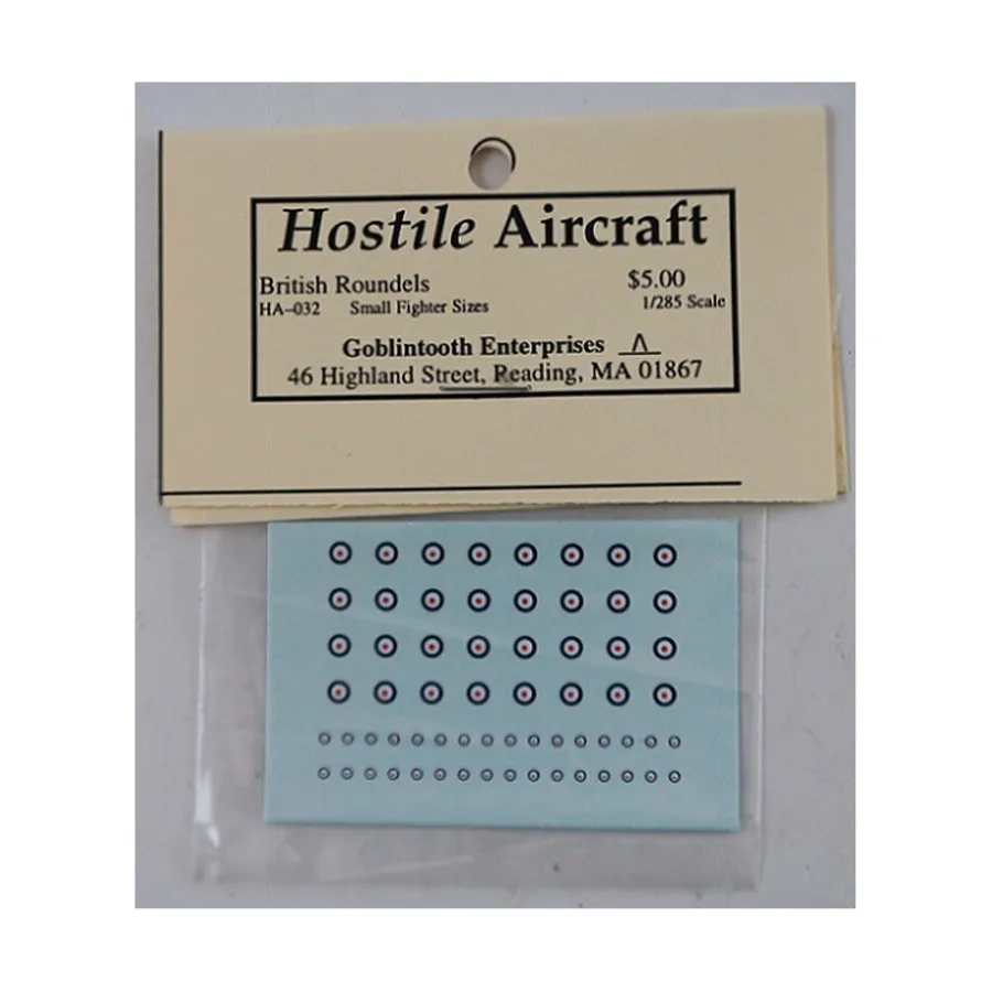

Британские медальоны - маленькие, Hostile Aircraft - Decals (1:285)
