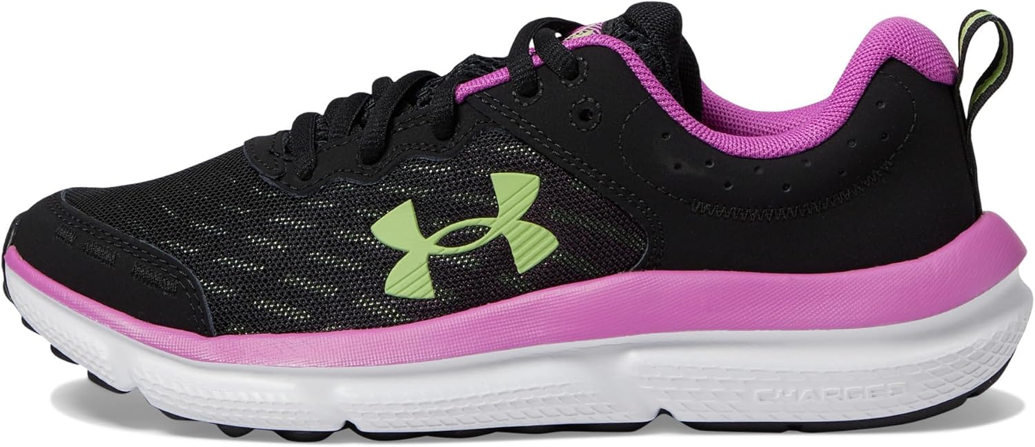 Кроссовки для мальчиков Under Armour Assert 10 для младших школьников, черный/зеленый/малиновый — фото 4