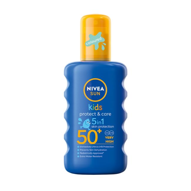 

Sun kids spf50+ защитный спрей солнцезащитный лосьон для детей Nivea, 200 мл