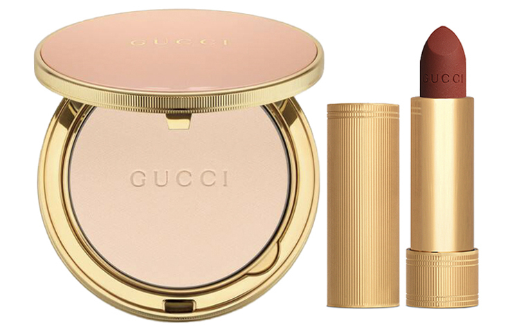 GUCCI Набор макияжа Rose Gold Tube: рассыпчатая пудра для матовости и стойкости 10г + бальзам для губ 3,5г — фото 2