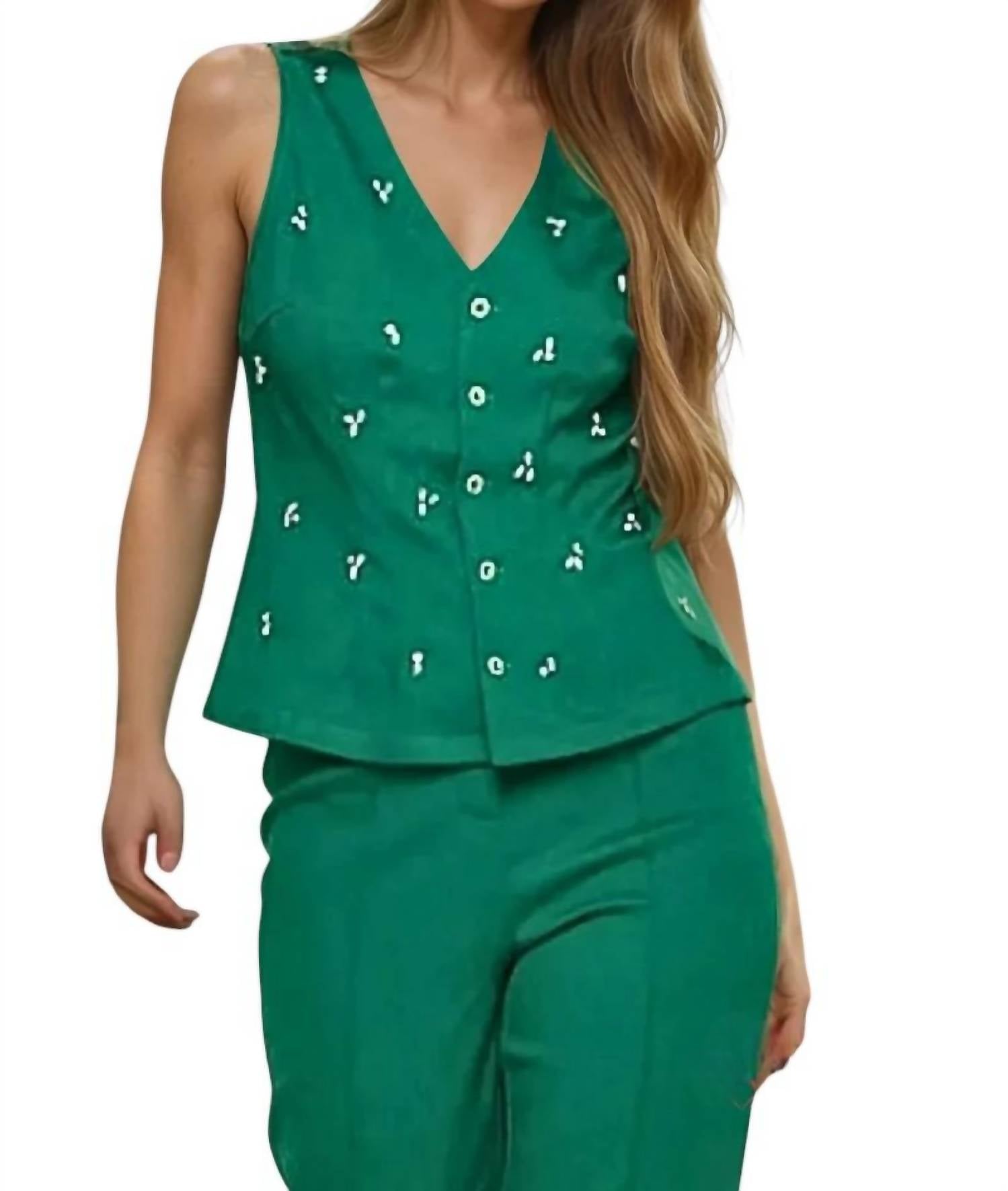 

Жилет Mikayla с декоративными элементами в изумрудном цвете Everlynn, изумрудный