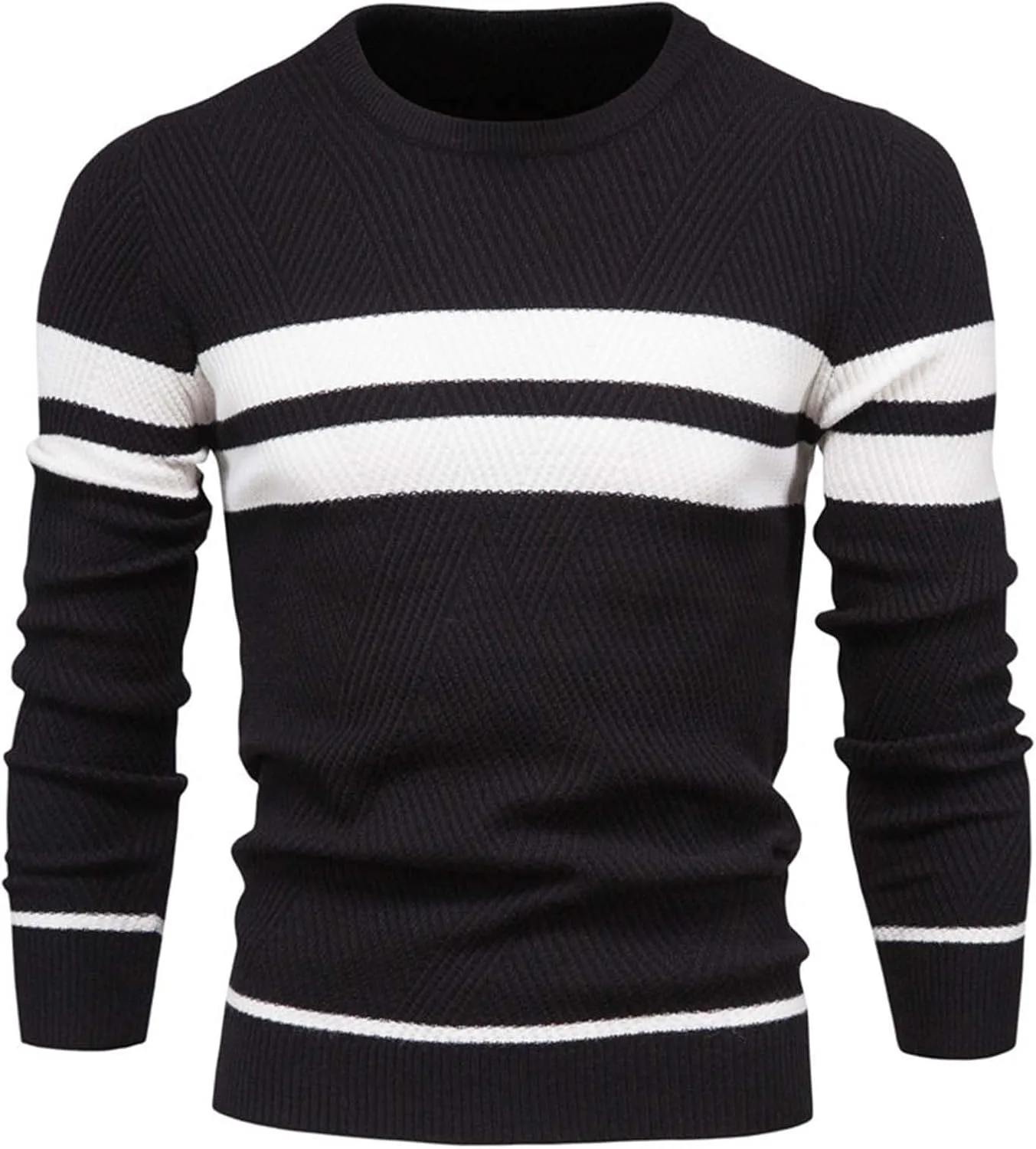 

Мужской свитер с круглым вырезом Casual Striped Color Block Pullover