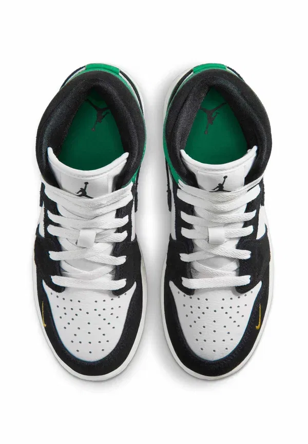 Кроссовки Air 1 Mid SE Jordan, summit white/black-lucky green-univ gold, белый с чёрным, зелёным и золотым — фото 3