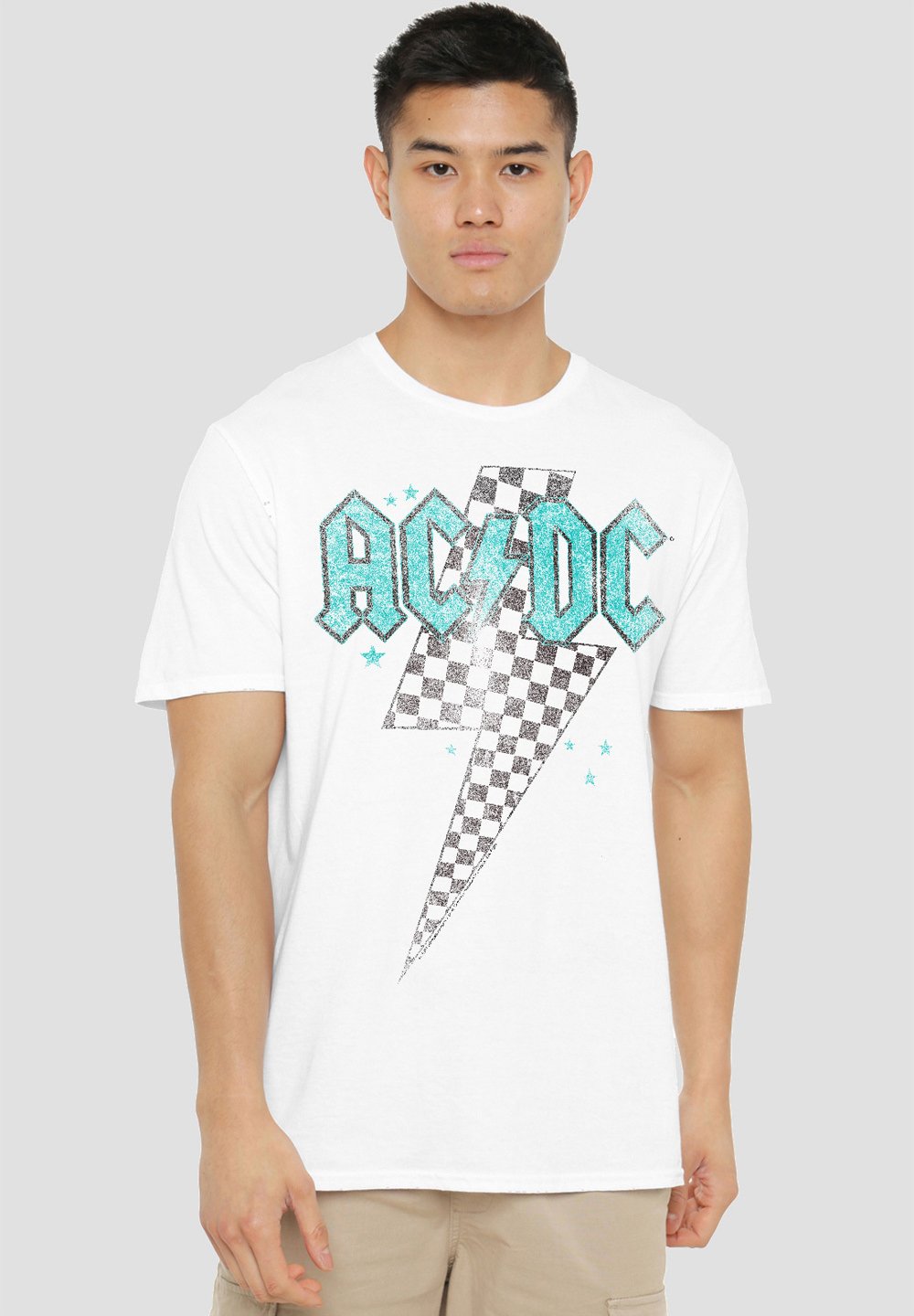 

Футболка с принтом AC DC SKEWED CHECKERBOARD BOLT Cotton Soul, белый