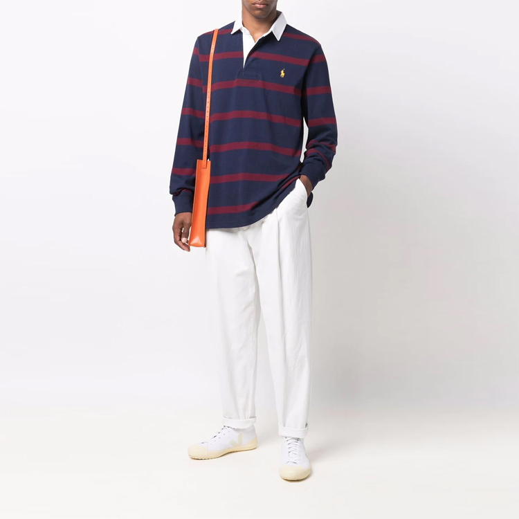 Винтажная полосатая рубашка-поло 2024 года Polo Ralph Lauren, темный фиолетовый — фото 4