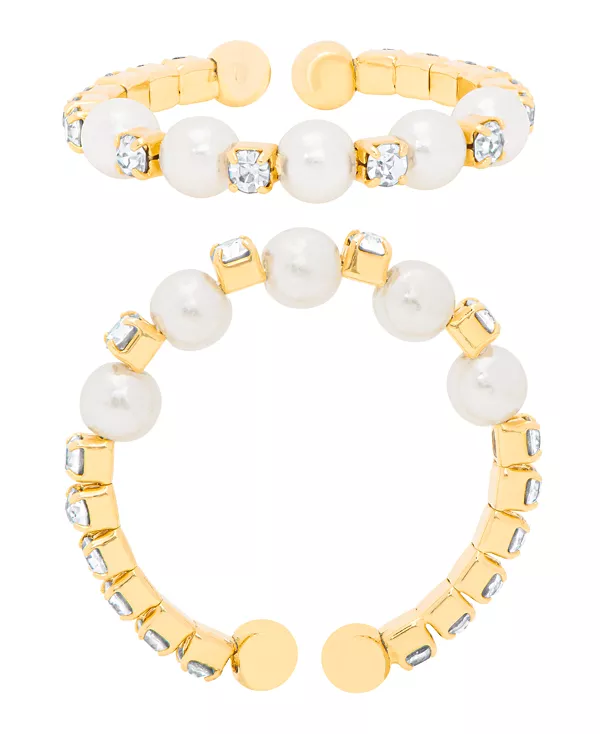 

Позолоченное эластичное кольцо с искусственным жемчугом и кубическим цирконием Macy'S, gold-plated