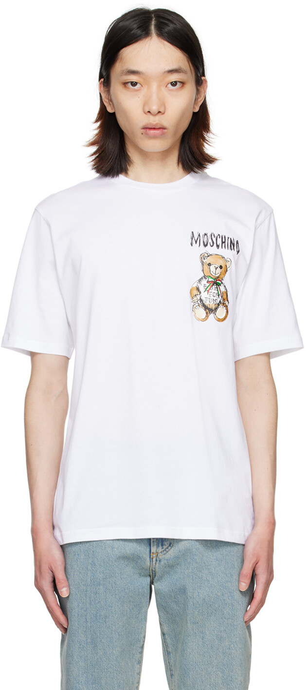 

Белая футболка с принтом Moschino, цвет White