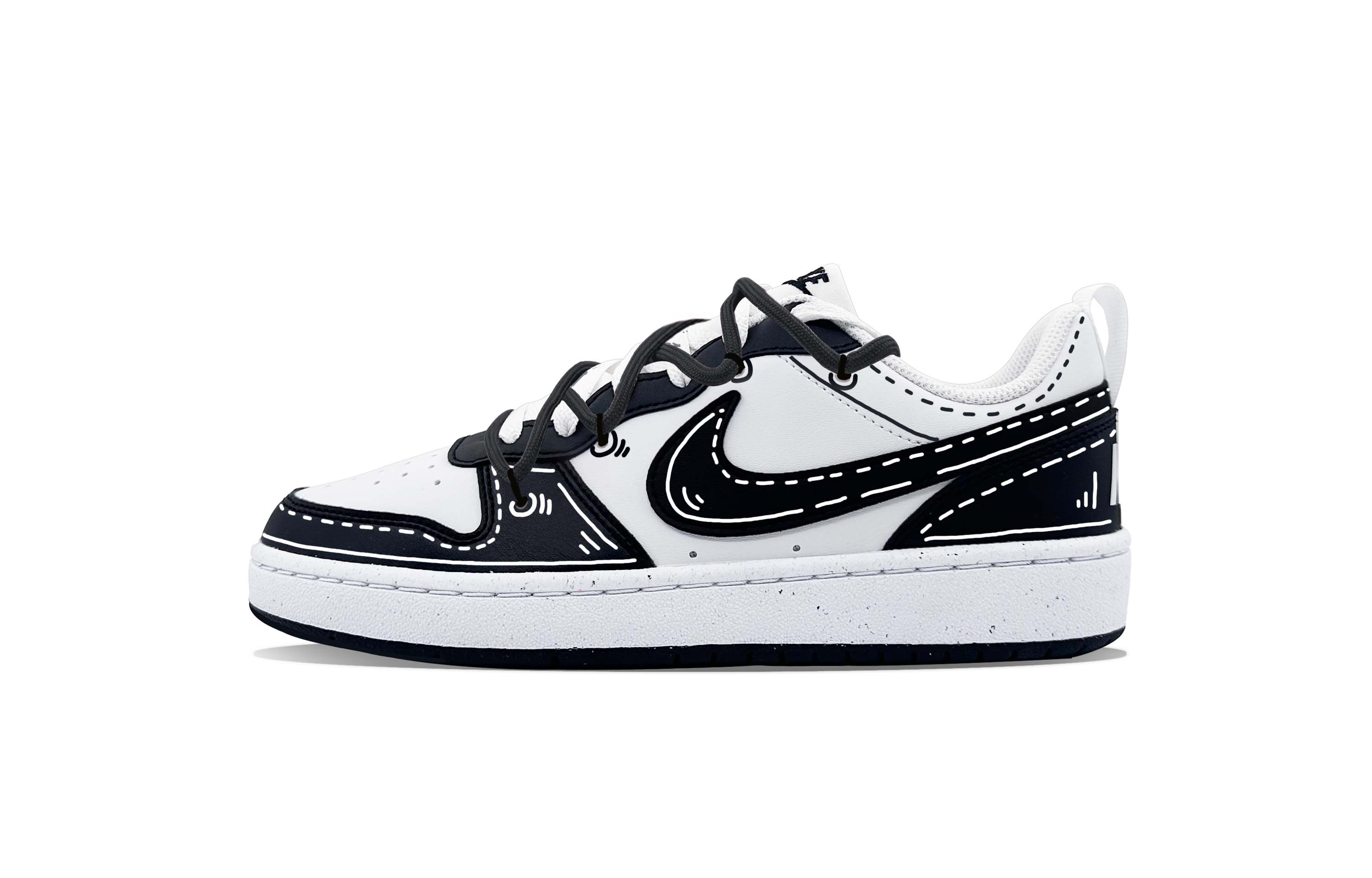 

Nike Кроссовки для скейтбординга Court Borough Inception Shock Absorbers Abrasion Resistant Slip Resistant Low top детские черные