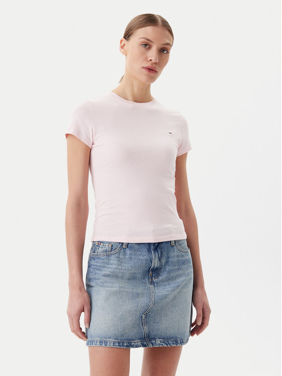 

Облегающая футболка Essential DW0DW19447 Tommy Jeans, розовый
