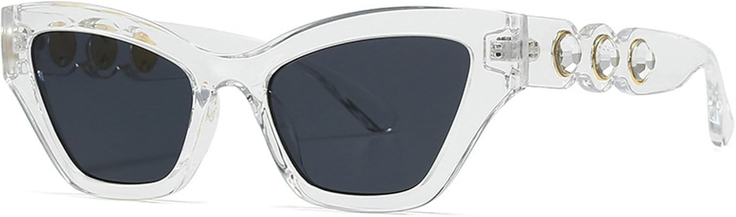 

Солнцезащитные очки со стразами для женщин, многоугольные очки «кошачий глаз», декоративные очки с бриллиантами для костюмированной вечеринки или выпускного бала mincl, Clear